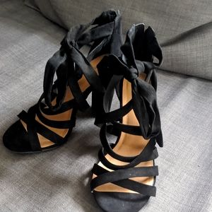 Strappy black heels
